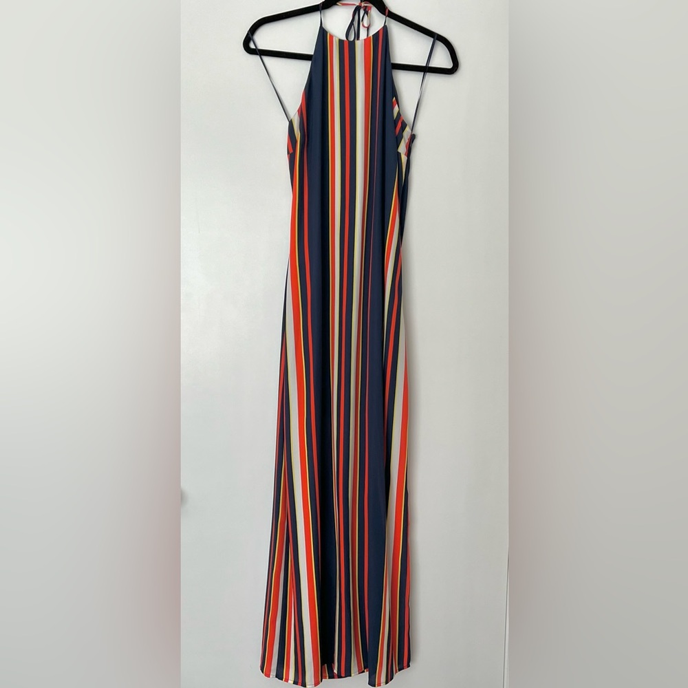 GUESS Nautical Maxi Halter Dress | Size Small | Navy Blue and Striped | NWOT